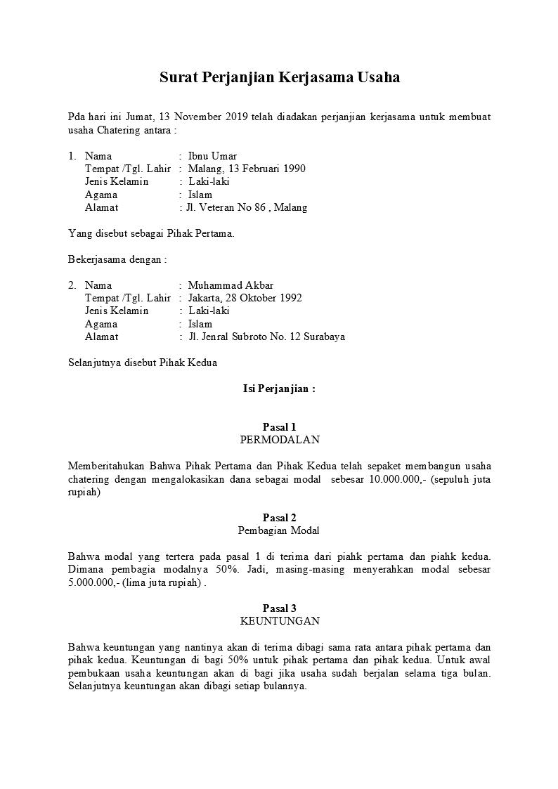 Download Perjanjian Pemborongan Contoh Surat Perjanjian Kerja Borongan Sederhana Background